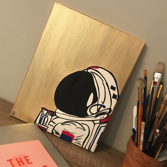 🌕GOLDEN ASTRONAUT 🌘 Painting - Picture 2 of 3